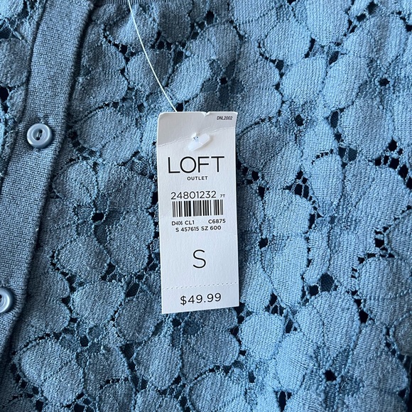 NWT LOFT Blue Floral Button-Up Cardigan - Picture 4 of 4